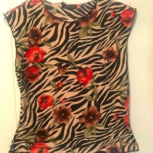 Jaipur  spandex polyester sequined Zebra top Zebra